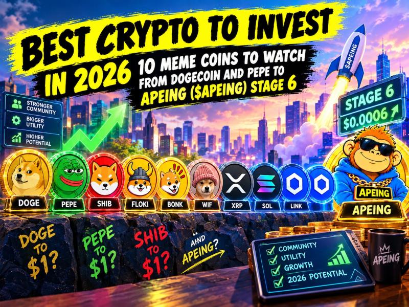 Best Crypto to Invest in 2026: 10 Meme Coins to Buy From Dogecoin and PEPE to Apeing ($APEING) Stage 6