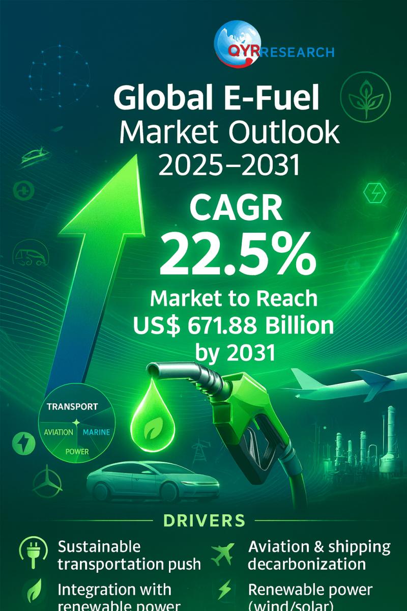 E-Fuel Market Set to Soar to $671.88 Billion by 2031 with 22.5% CAGR | AUDI AG, Sunfire, ADM, Climeworks