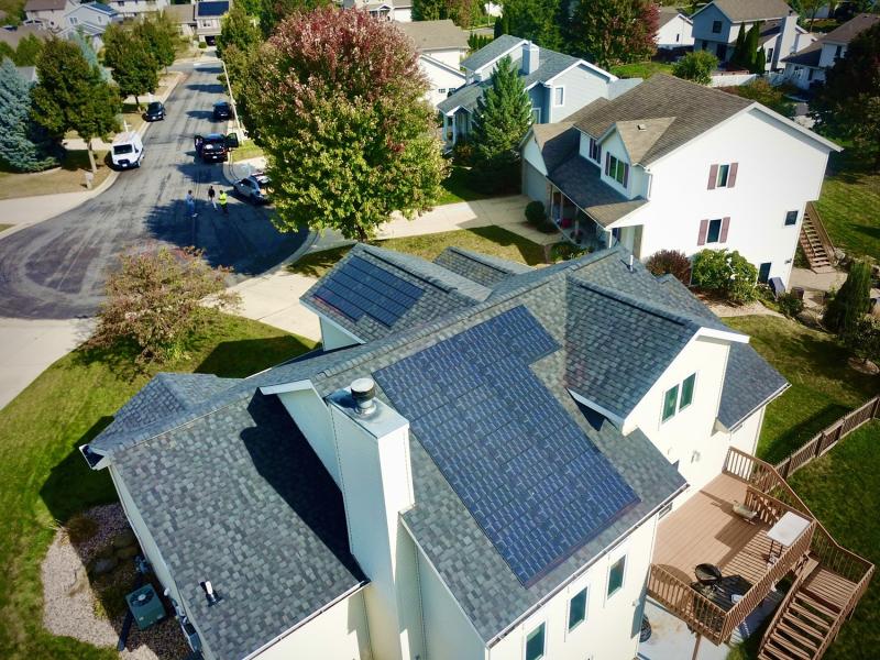 Beautiful solar roof in Madison! Expertly installed by Sun Vault Roofing-saving energy, boosting home value, and looking great.