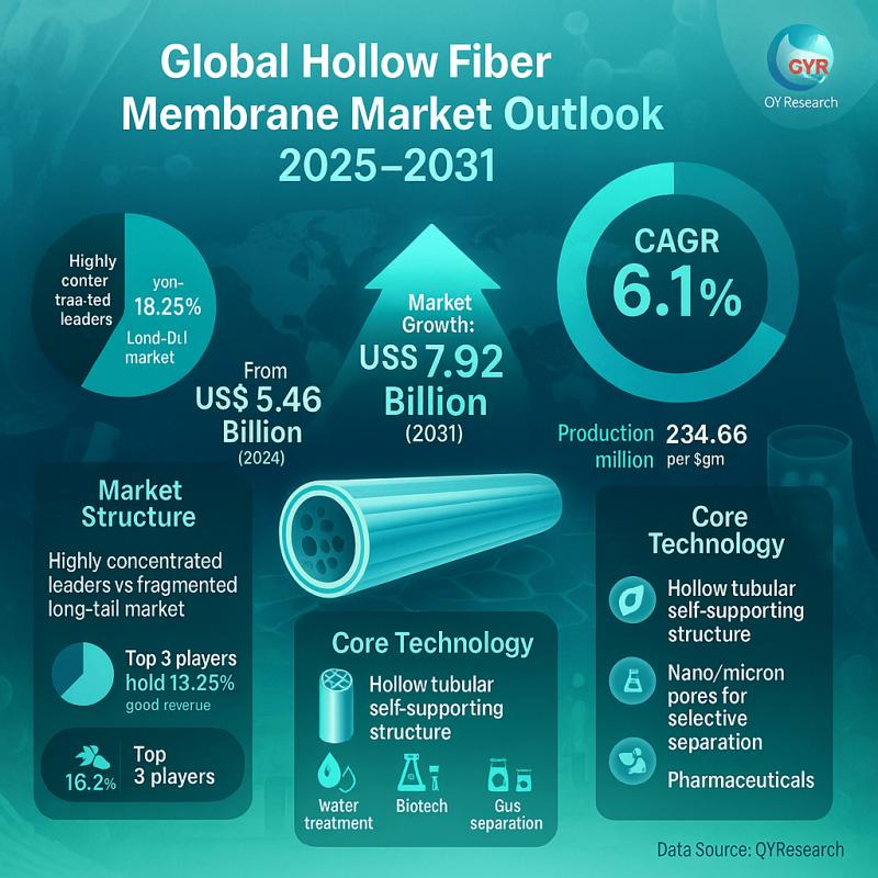 Hollow Fiber Membrane Market Growth, Share, and Comprehensive Analysis by 2031 | Top Players Insight - DuPont, Asahi Kasei, and Toray Membrane