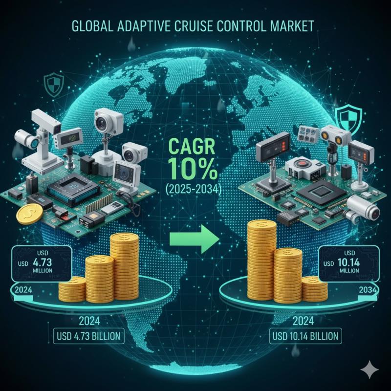 Adaptive Cruise Control Market Size to Grow from USD 4.73 Billion in 2024 to USD 10.14 Billion by 2034, at a 10% CAGR