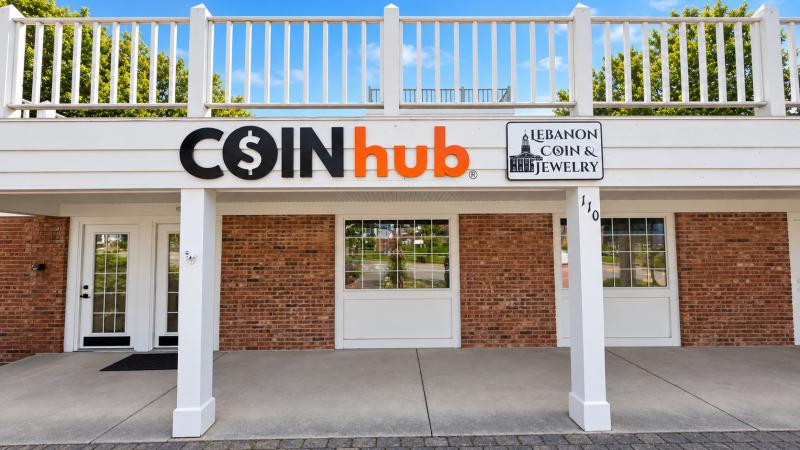 CoinHub's new Lebanon Coin & Jewelry storefront at 110 S Broadway Street, opening October 31, 2026.