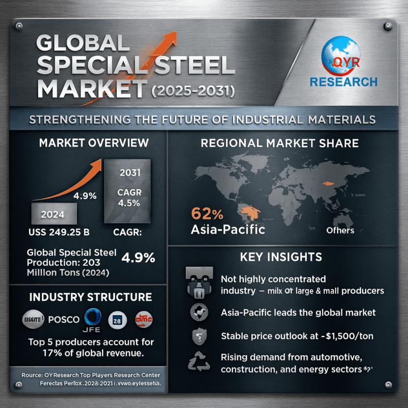 Special Steel Market Projected Expansion to $335.12 billion Market Value by 2031 | NSSMC, POSCO, JFE, Gerdau and Citic Pacific