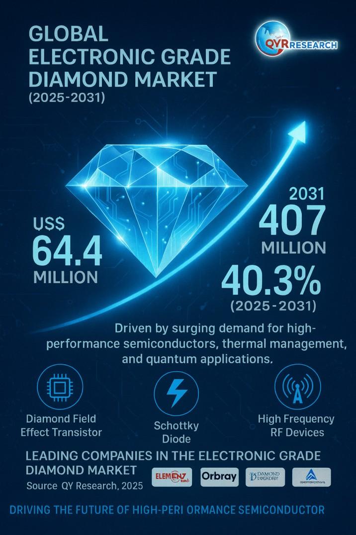 Electronic Grade Diamond Market Set to Surge at 40.3% CAGR by 2031 | Element Six, Orbray, Diamond Foundry