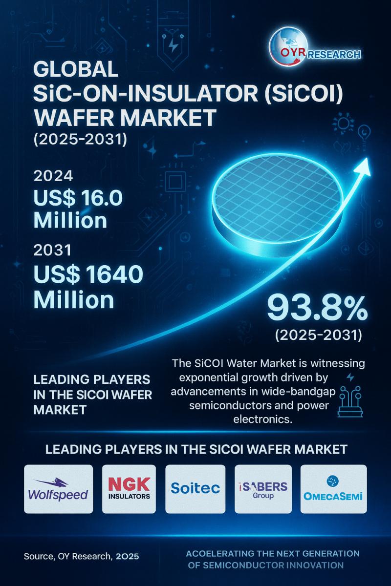 SiC-on-Insulator (SiCOI) Wafer Market Set to Massive Stunning Growth at a CAGR of 93.8% by 2031 | Wolfspeed, NGK Insulators, Soitec