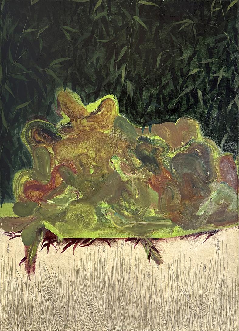 Elisa Bertaglia, The Rest, 35.5x25.5 in - 90x65 cm, oil and pencil on canvas, 2025 Courtesy SARAHCROWN gallery and the artist
