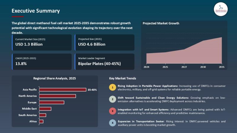Direct Methanol Fuel Cell Market to Reach USD 4.6 Billion by 2035, Growing at 13.8% CAGR