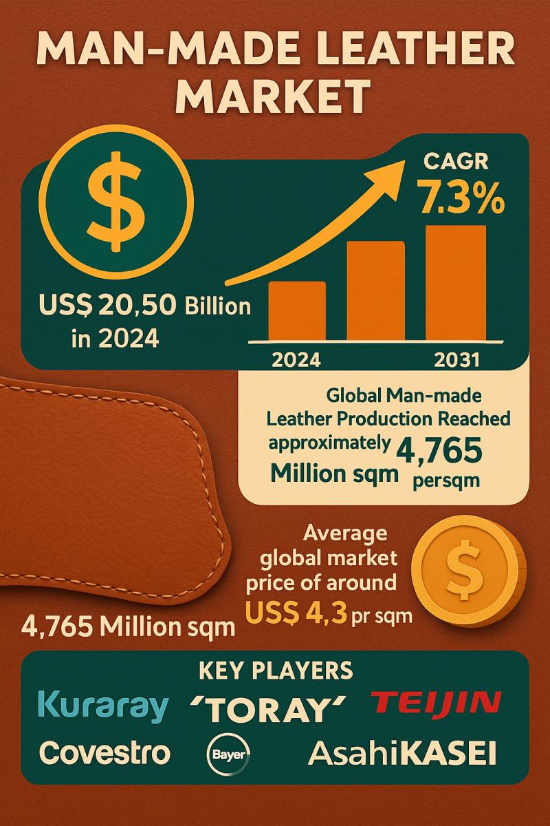 Man-made Leather Market Set to Surge to US$ 35.21 Billion by 2031 with Robust Growth a 7.3% | Kuraray, Toray, Teijin