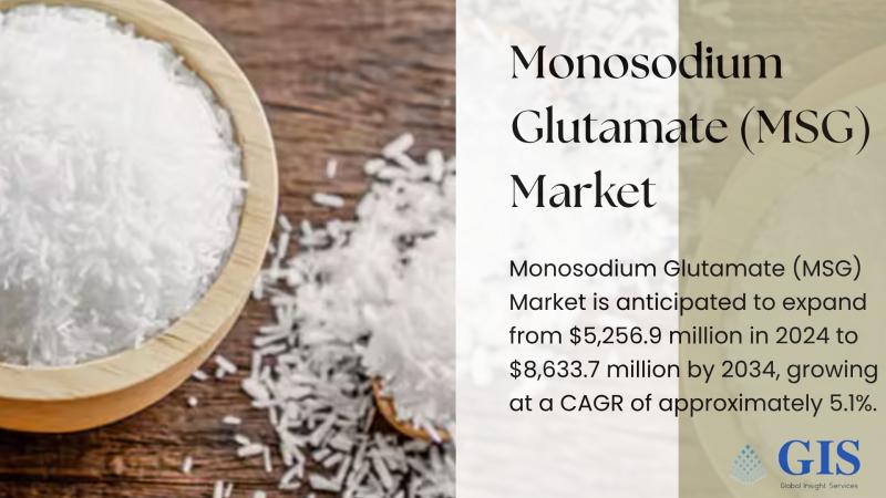 Monosodium Glutamate (MSG) Market is anticipated to grow from $5.26 Bn (2024) to $8.63 Bn (2034) at a CAGR of 5.1%. Keyplayers: Ajinomoto, Fufeng Group, Meihua Holdings Group.
