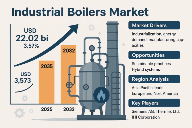 Industrial Boilers Market Poised to Reach USD 22.02 Billion by 2032, Exhibiting a CAGR of 3.57%