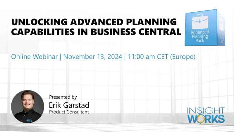 This webinar will help you improve your forecasting, inventory management, and production planning in Business Central.