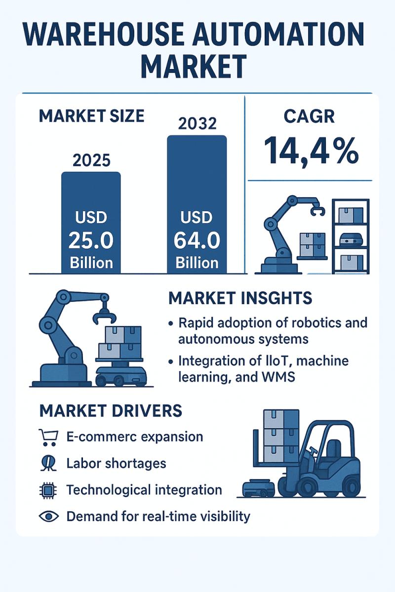 Warehouse Automation Market Set to Reach USD 64.0 Billion