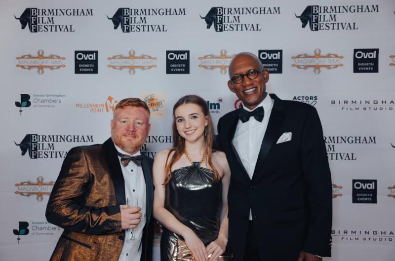 Dean Williams, Tegan Muggeridge, and Herb Jackson Jr at the 2024 Birmingham Film Festival.