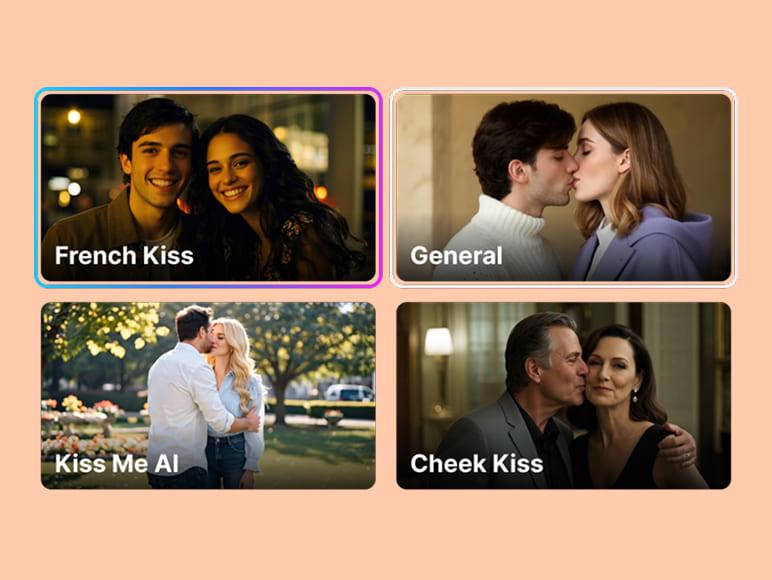 Mango AI's AI kissing generator transforms still photos into realistic kissing videos.