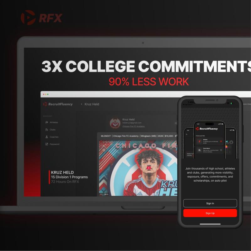 RFX Recruit connects NSN-powered highlights with automated college soccer recruiting intelligence for athletes, clubs and coaches