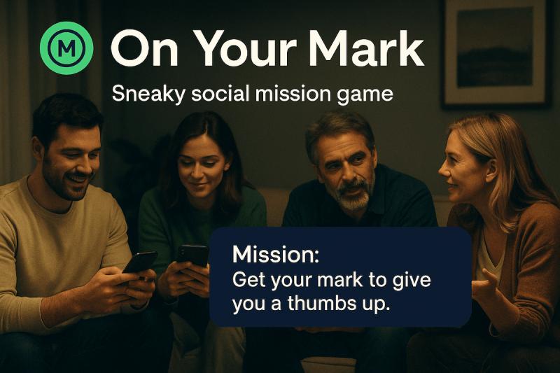 Family and friends playing On Your Mark