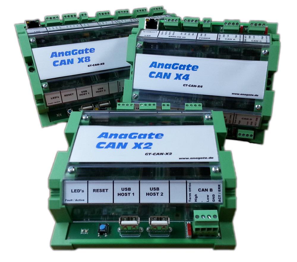 AnaGate CAN X units with 2, 4 or 8 CAN ports