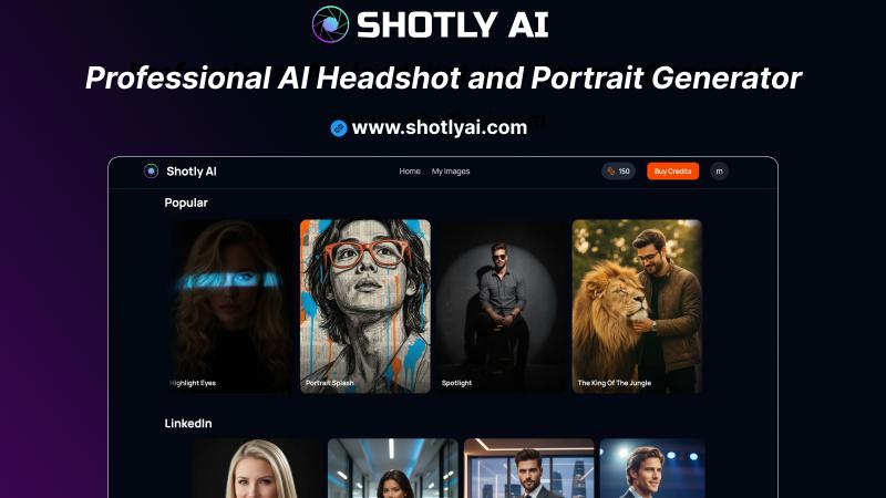 Shotly AI transforms selfies into professional headshots in 60 seconds using AI - 150+ styles, studio quality, 90% cheaper