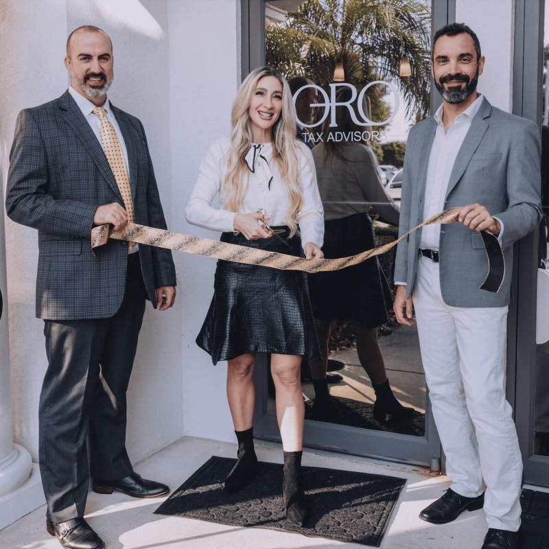 Leadership of Oro Tax Advisors at the Ponte Vedra, Florida headquarters, celebrating the launch of a modern, proactive tax advisor