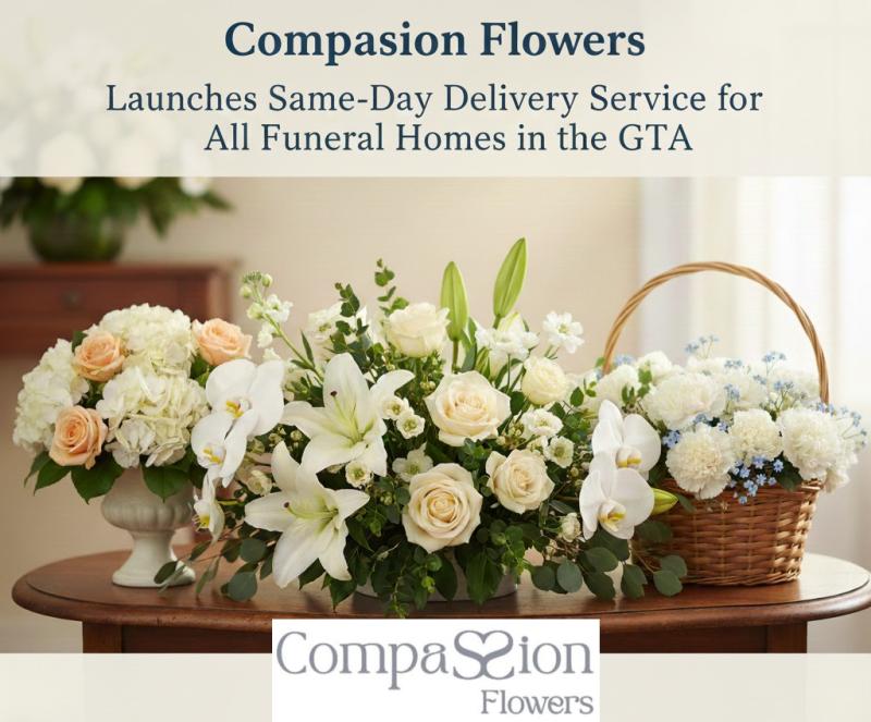 Compassion Flowers now offers same-day funeral flower delivery across the GTA, providing timely care & heartfelt support.