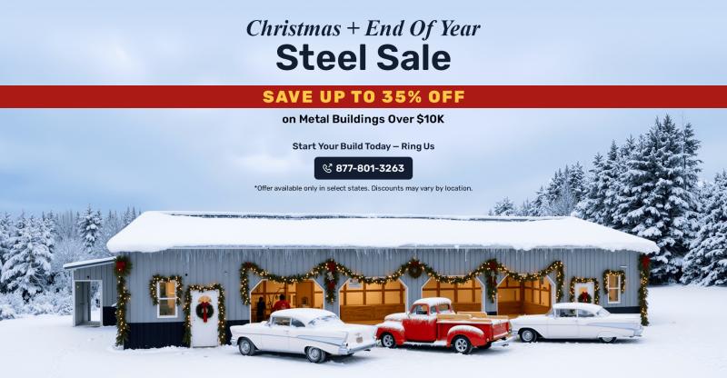 Viking Metal Garages launches Christmas + New Year sale with up to 35% off metal buildings priced above $10K this season.