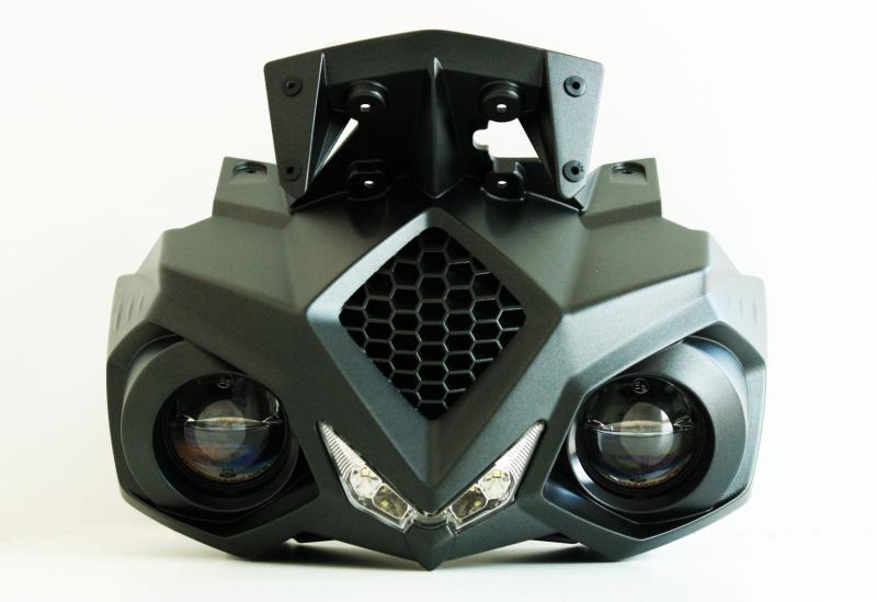 Energica Eva electric motorbike, 3D printed front nose in carbon fiber filled composite Windform® XT 2.0, finished and used for th