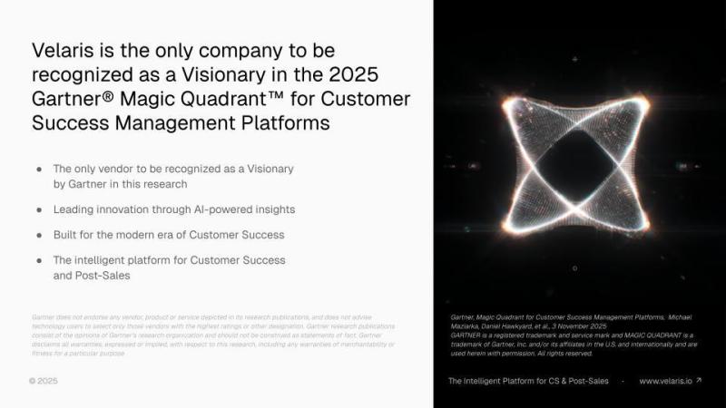 Velaris Becomes the Only Vendor to be Recognized as a Visionary