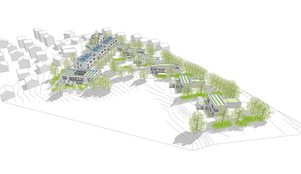 At the "Weinsberg local storage", both the electricity and heat supply come almost exclusively from solar energy (model view).