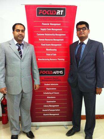 (L-R) Mr. Ali Hasan, Executive Vice President and Mr. Baqtiyar Siddiqui – Asst. Vice President of Focus Softnet at their INFOBIZ s