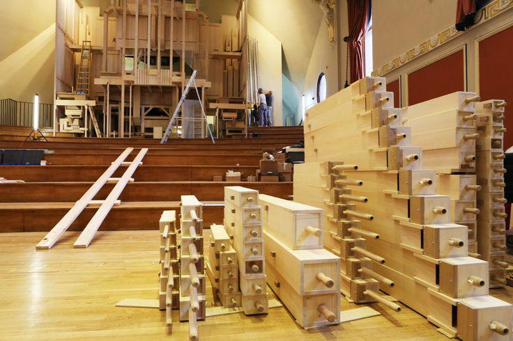 The new organ takes shape in the Duke's Hall at the Royal Academy of Music.