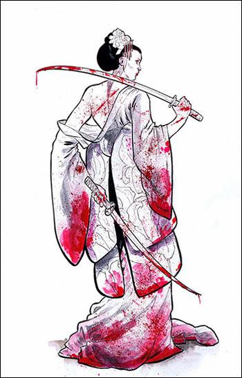 My name is Geisha. You killed my father. Prepare to die! Wizard World Comic Con VIP Exclusive Lithograph by Carmen Carnero