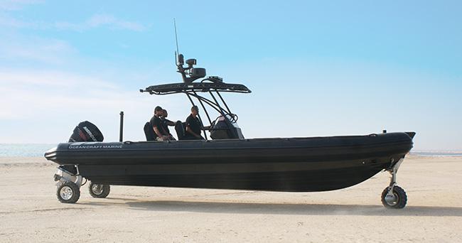 Delivery of the first OCM 9.8m Amphibious RIB on its way.