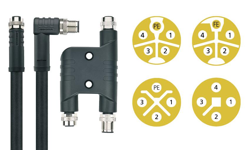 Besides other novelties, ESCHA shows five pin M12x1 connectors with L- and K-coding for power supply.