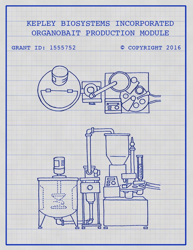 The initial design sketch for the OrganoBait automated production module to be funded by NSF TECP grant.