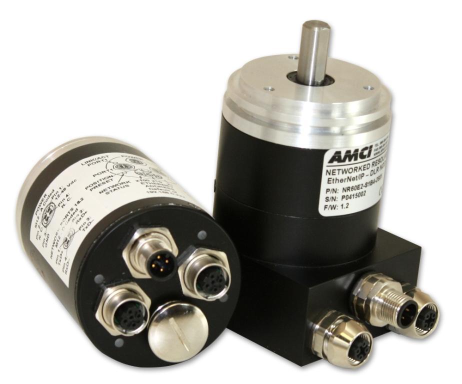AMCI's NR60 Networked Rotary Shaft Encoder with Embedded Ethernet Switch & DLR