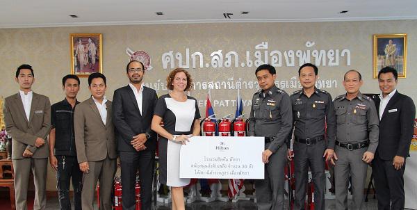 Hilton Pattaya Donates Fire Extinguishers to Pattaya Police