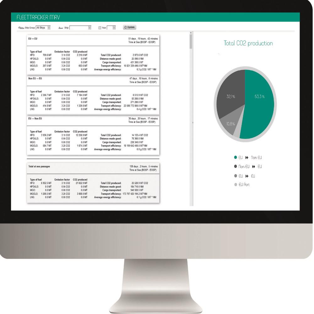 With the Fleettracker MRV-Software the shipping companies are complying EU-Directives of compilation and transmission of CO2 emiss