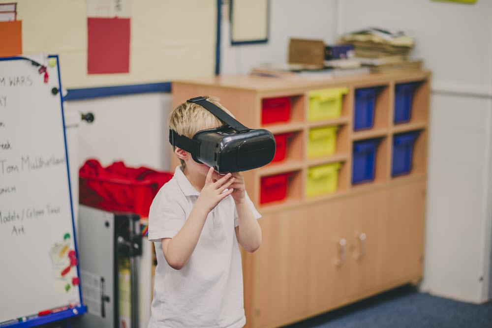 Child Utilizing VR to Learn