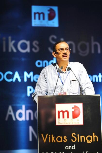 Mr. Vikas Singh, Presidential Candidate, DDCA addressing the audience