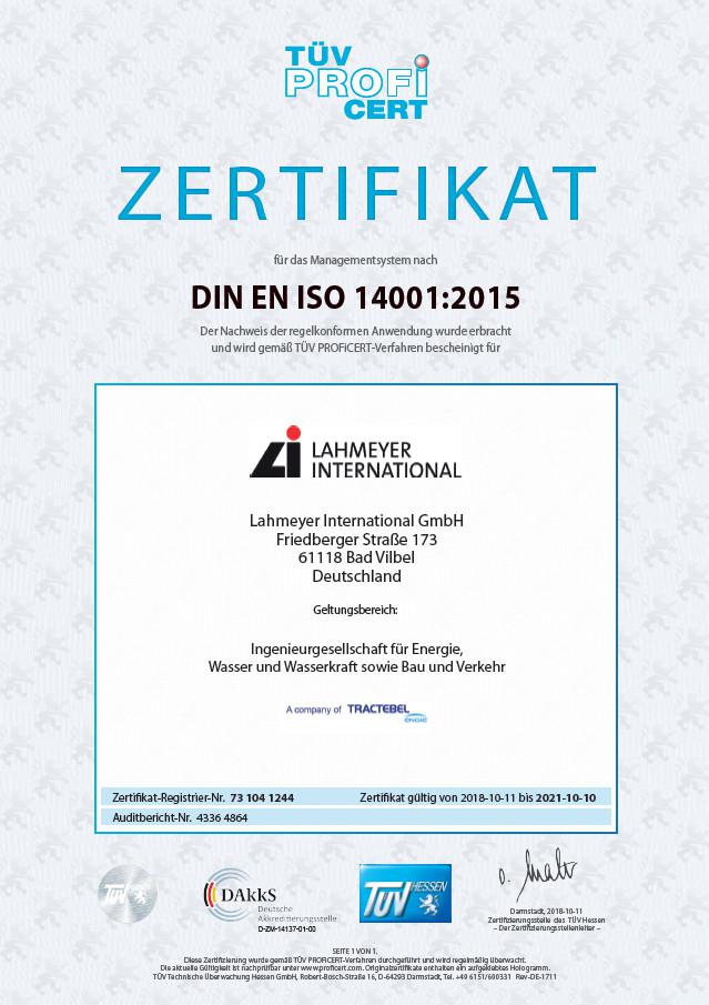 Lahmeyer International receives environmental certification