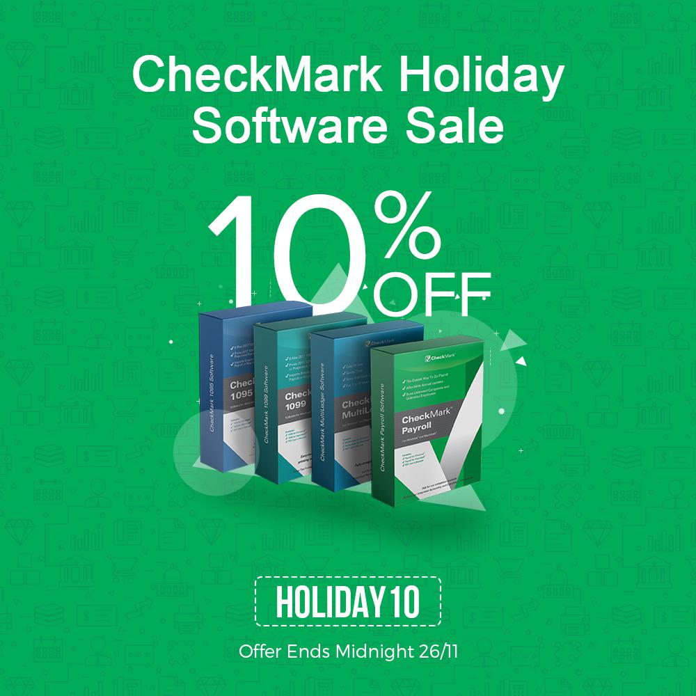 CheckMark Holiday Software Sale Begins: 10% Discount on Payroll, MultiLedger, 1099 and 1095