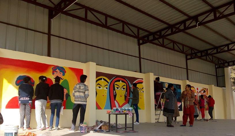 Inspired by Mark Twain Tom Sawyer Adventures JMA Students Paint the School Walls in Shekhawati Rajasthan