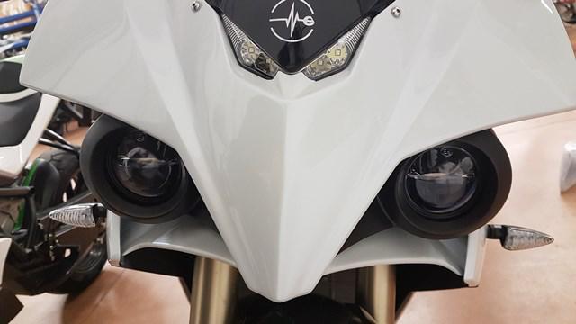 3D printed front headlights cover mounted on Energica Ego electric motorcycle
