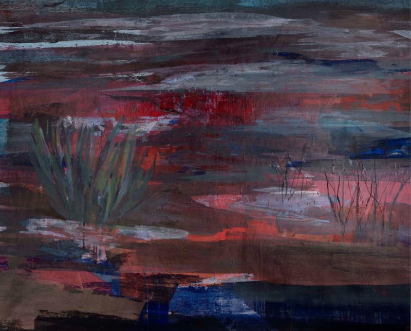 Mutaz Elemam Dream scape from  river Untitle 2018 Acrilic on canvas cm 96x120