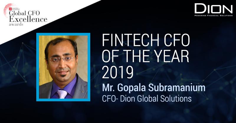 Dion CFO Gopala Subramanium named “Fintech CFO of the Year