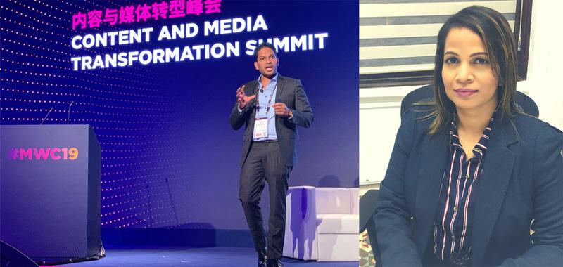 CEO, Suren Pinto, at MWC Shanghai (Left) & Dulmi Gunatilake, Head of Corporate Communications (right)