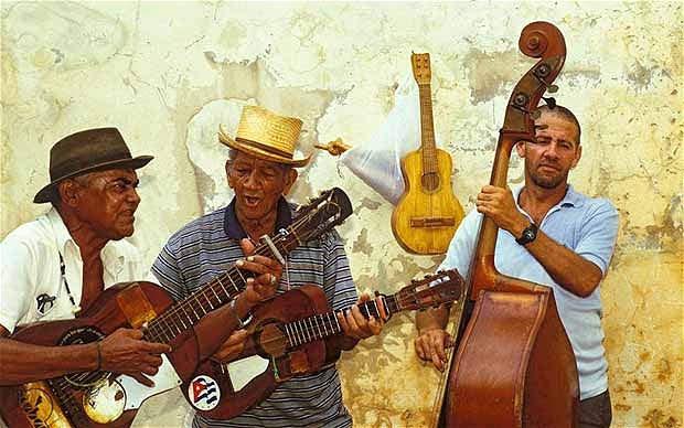 Quartet of Cuban Musicians playing in the streets of Havana Cuba