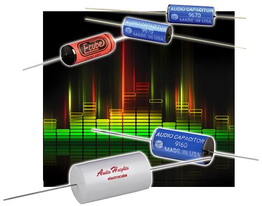 Electrocube Audio-Optimized Film Capacitors in both the 916D Series of Metallized Polypropylene Capacitors and the 967D Polypropyl
