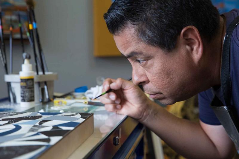 Fernando Reyes at work in his studio