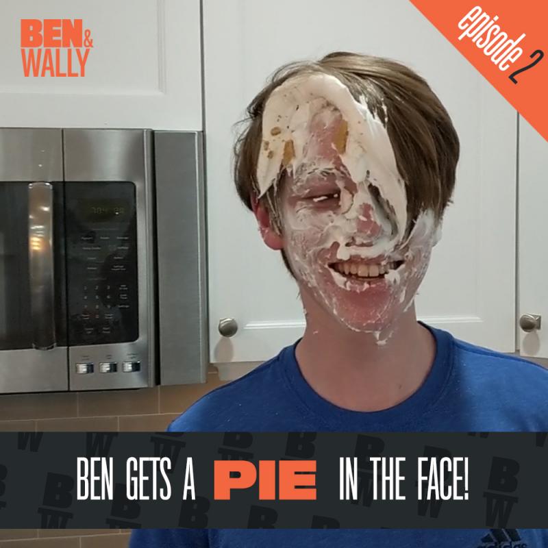 Ben gets a pie in the face from his older sister!